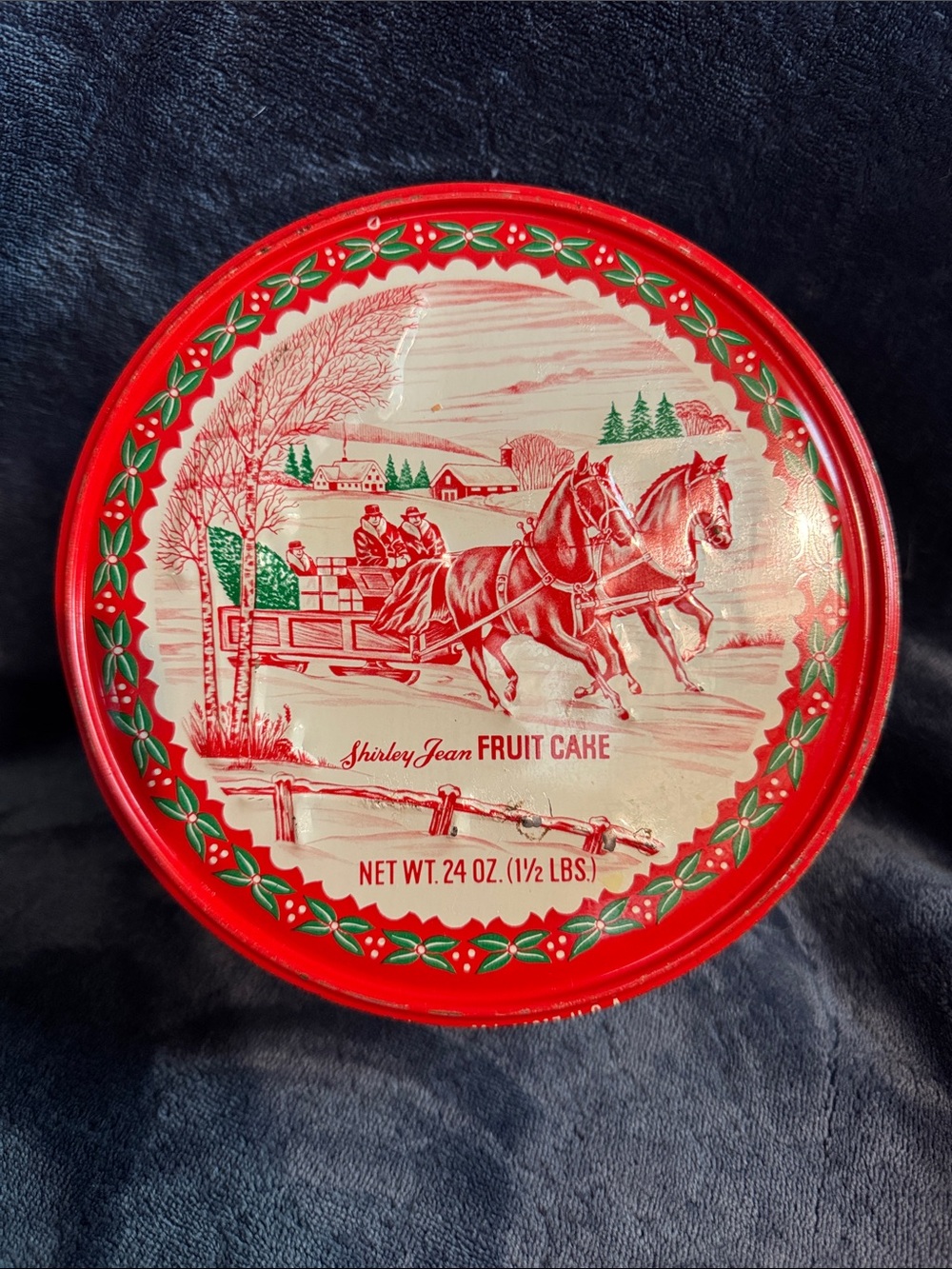 Shirley Jean Red Holiday Fruit Cake Tin